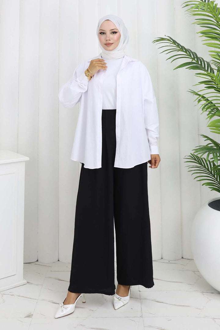 BNG Women Geniş Paça Pileli Pantolon Siyah 6718 - Cambridge