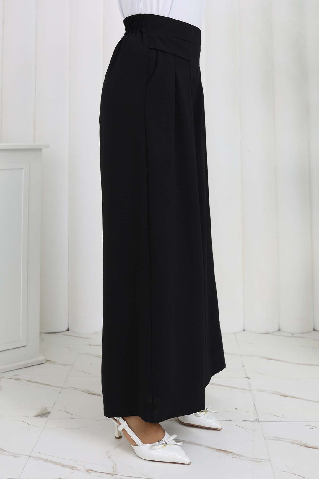 BNG Women Geniş Paça Pileli Pantolon Siyah 6718 - Cambridge