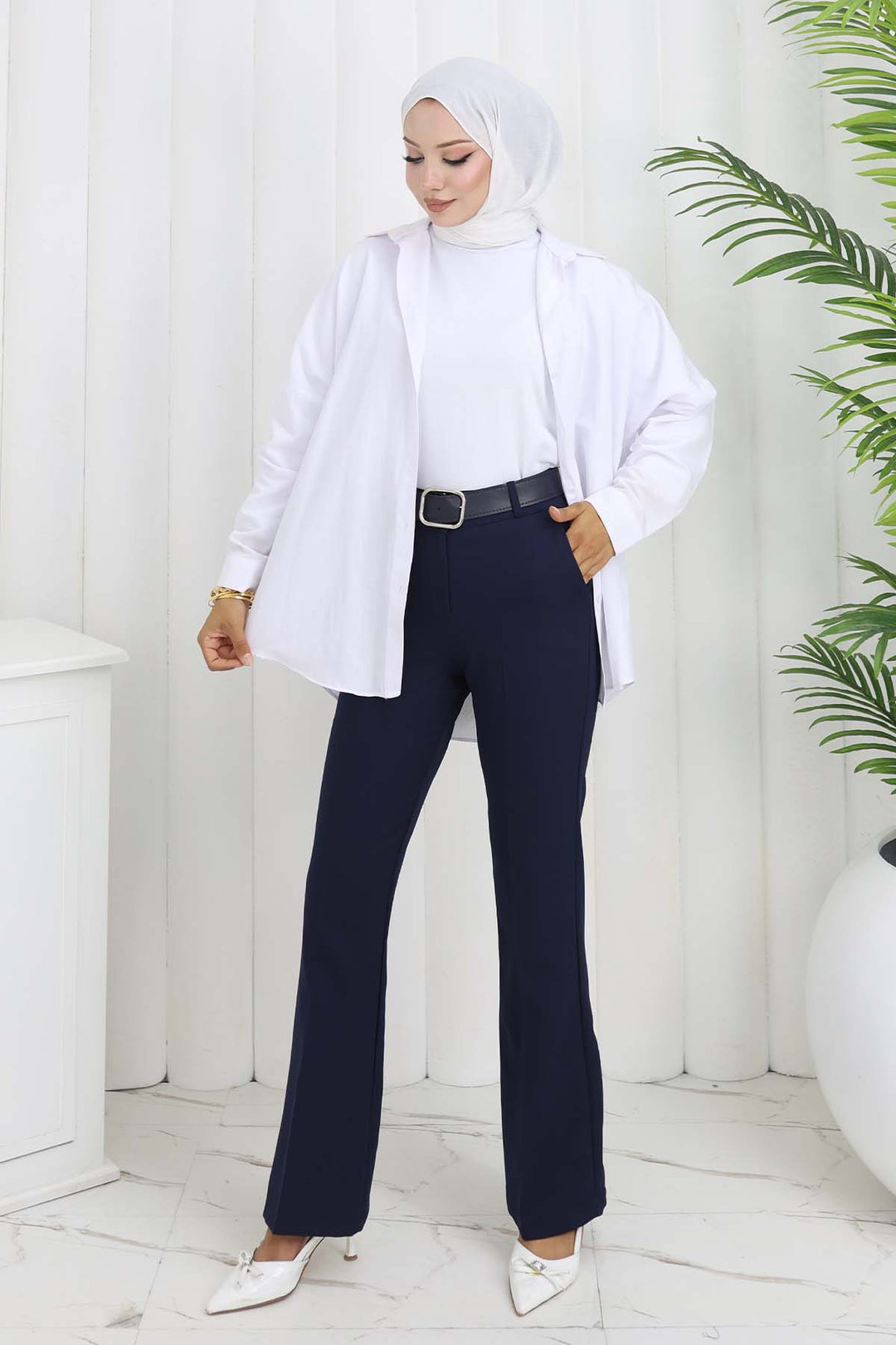 BNG Women Belted Spanish Flare Pants Navy Blue 6538 - Springfield