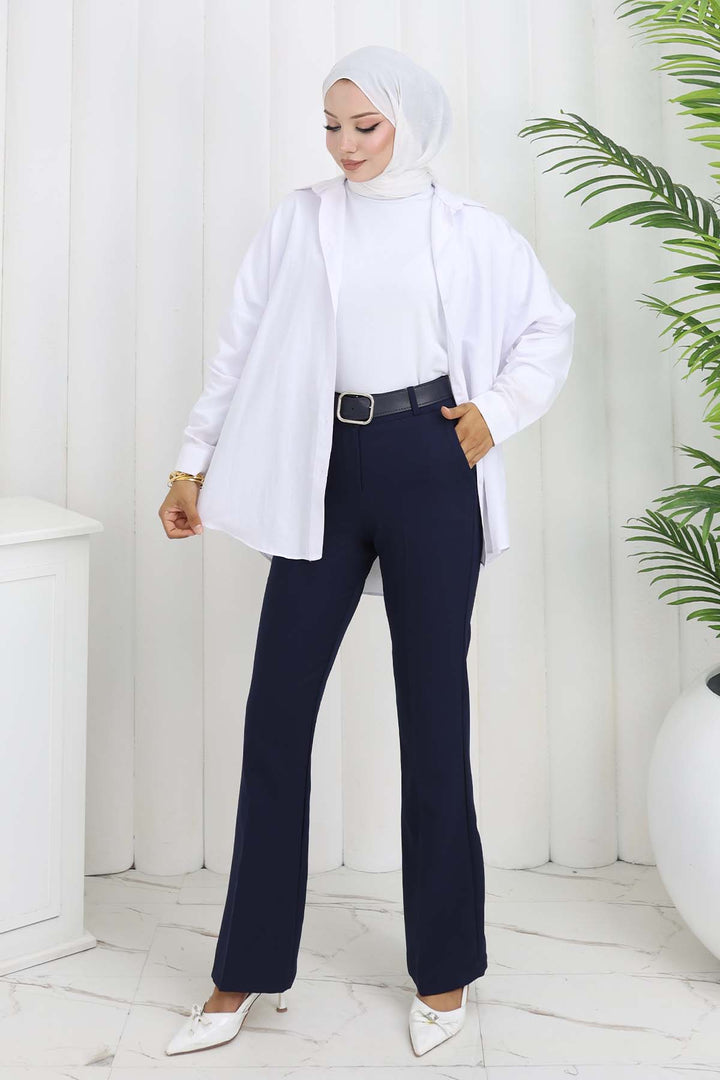 BNG Women Belted Spanish Flare Pants Navy Blue 6538 - Springfield