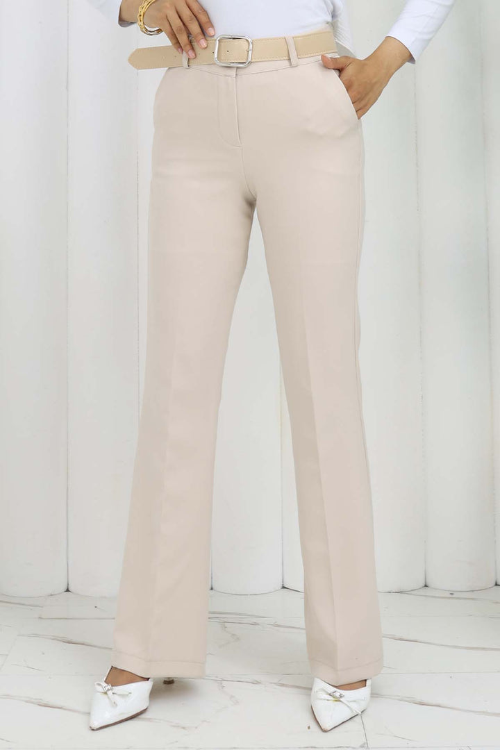BNG Women Belted Spanish Flare Pants Stone Color 6538 - Argyroúpoli