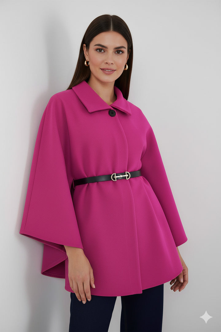 BNG Women Belted Cape Coat B9170 Fuchsia - Heidelberg