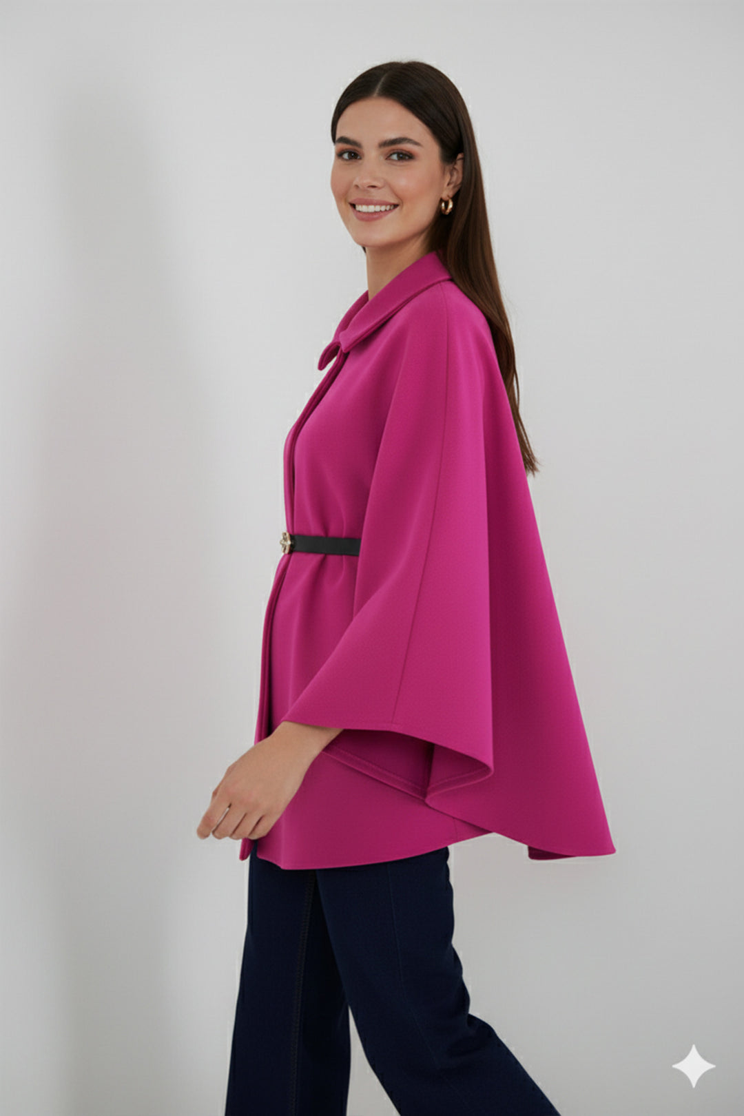 BNG Women Belted Cape Coat B9170 Fuchsia - Heidelberg