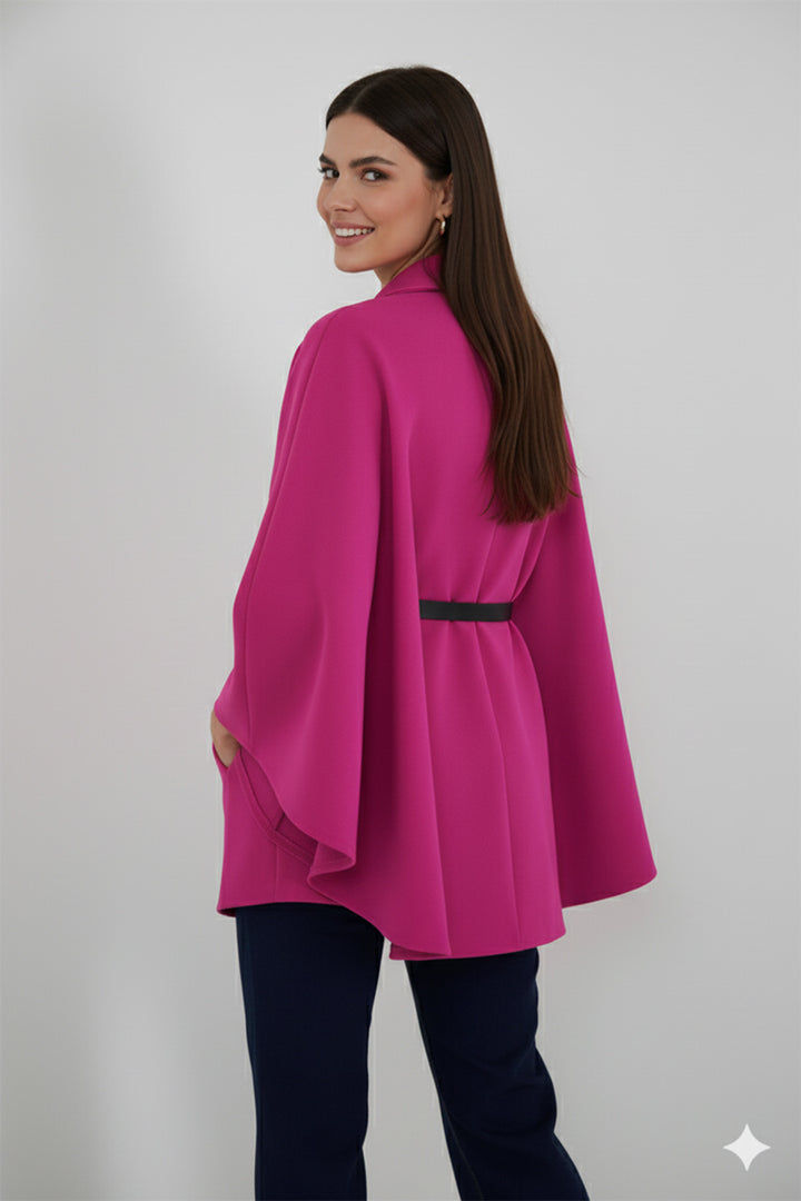 BNG Women Belted Cape Coat B9170 Fuchsia - Heidelberg