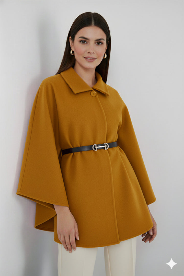 BNG Women Belted Cape Coat B9170 Mustard - Hamilton