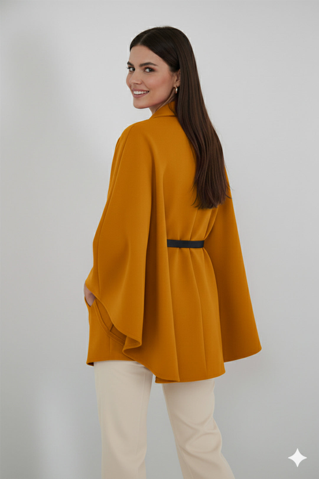 BNG Women Belted Cape Coat B9170 Mustard - Hamilton