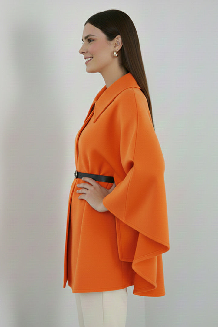 BNG Women Belted Cape Coat B9170 Orange - San Felíu de Llobregat
