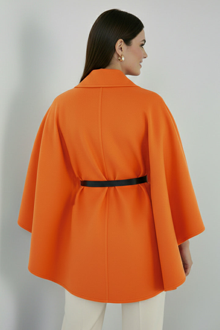 BNG Women Belted Cape Coat B9170 Orange - San Felíu de Llobregat