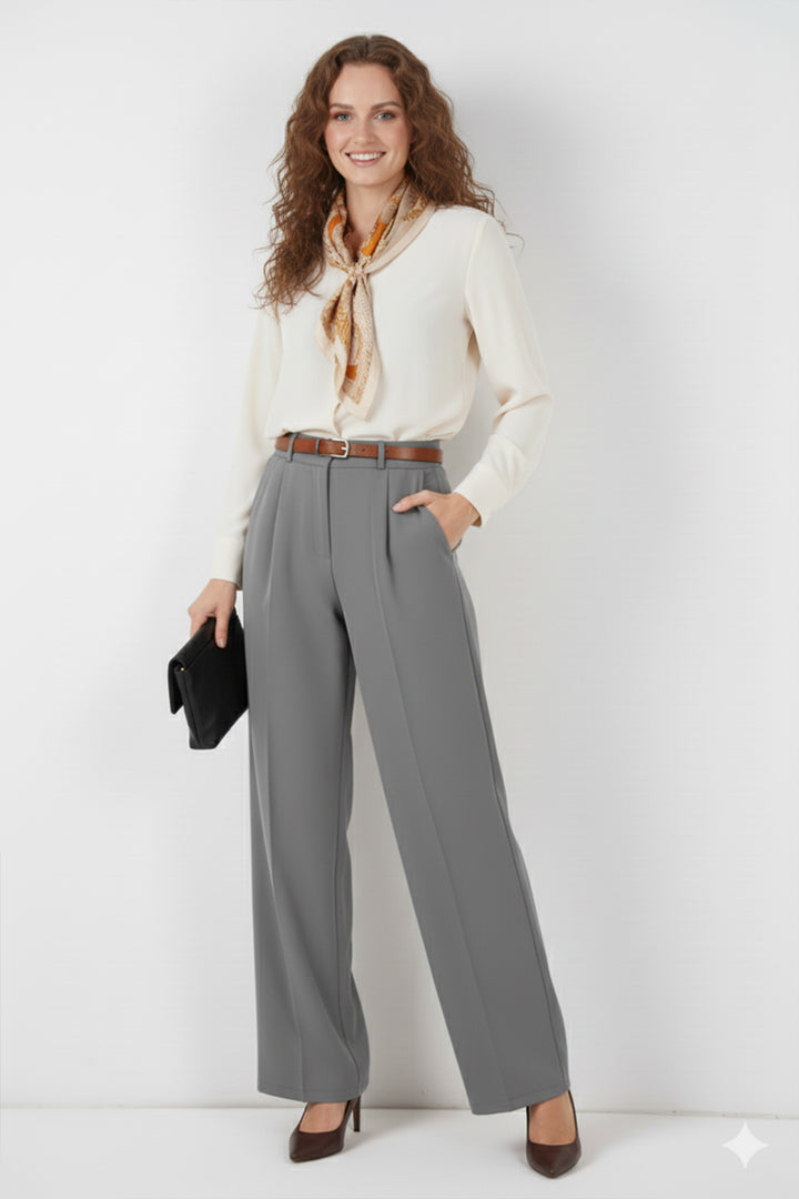 BNG Women Belted Hijab Pants 6696 Gray - Vale de Cavalos