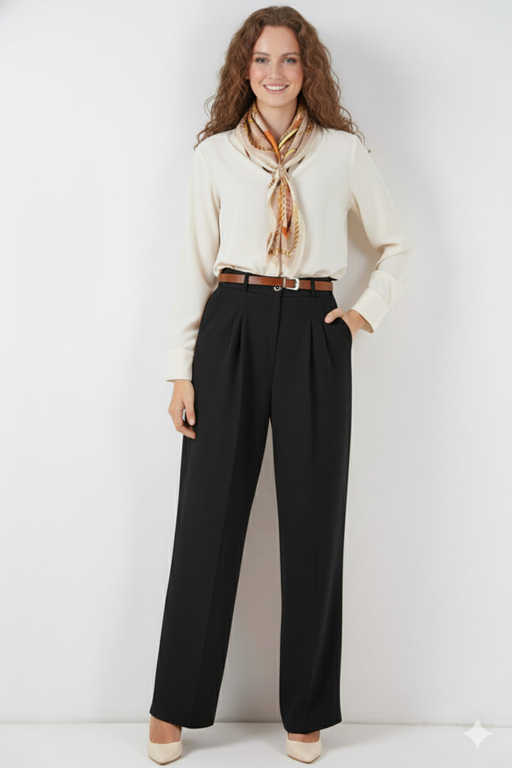 BNG Women Belted Hijab Pants 6696 Black - Nettetal