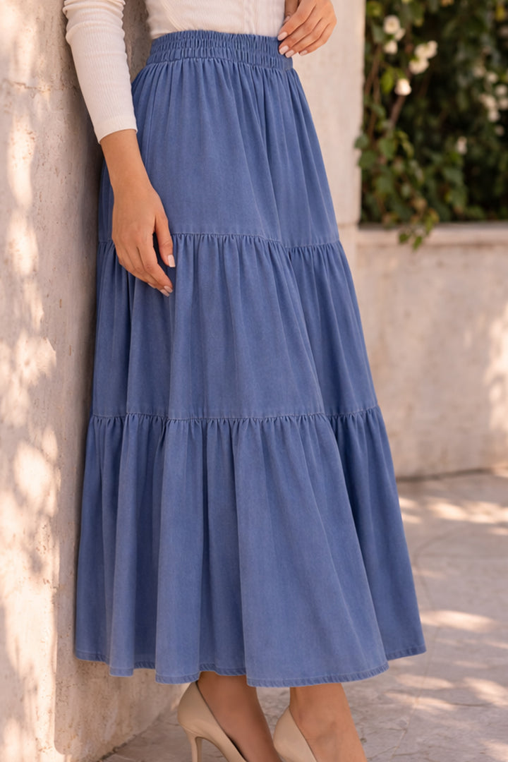 BNG Women Katlı Kot Etek B8022 Mavi - Cedar Falls