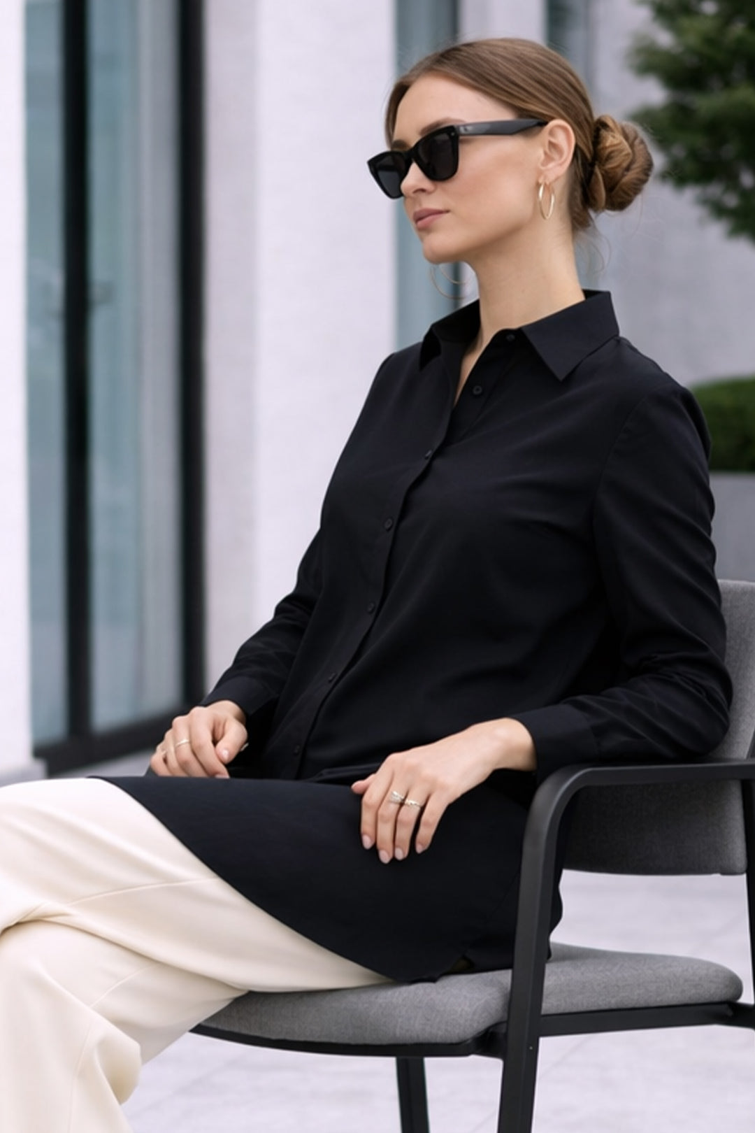 BNG Women Uzun Tesettür Gömlek B5845 Siyah - Mildura