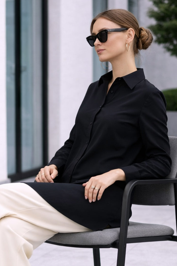 BNG Women Uzun Tesettür Gömlek B5845 Siyah - Mildura