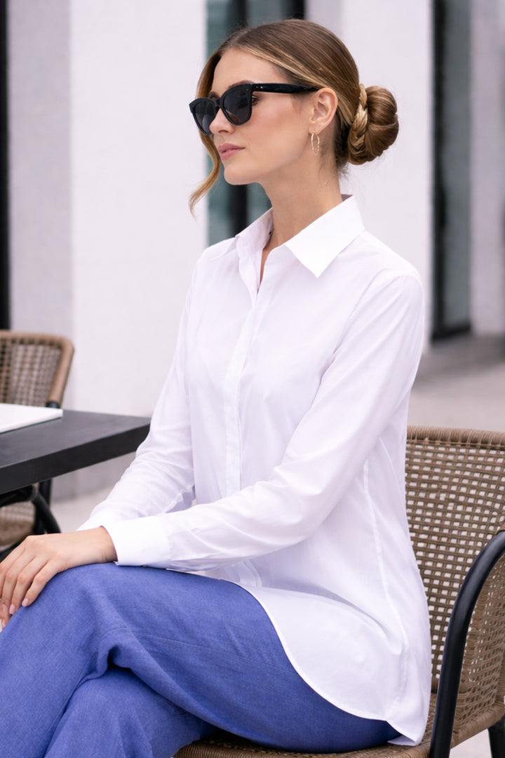 BNG Women Uzun Tesettür Gömlek B5845 Beyaz - Calexico