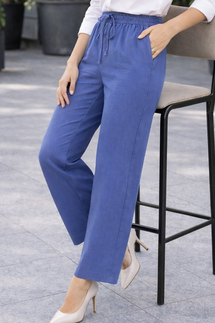 BNG Women Beli Lastikli Kot Pantolon B6707 Lacivert - Bagheria