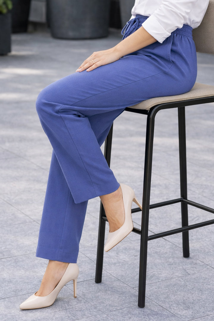 BNG Women Beli Lastikli Kot Pantolon B6707 Lacivert - Bagheria
