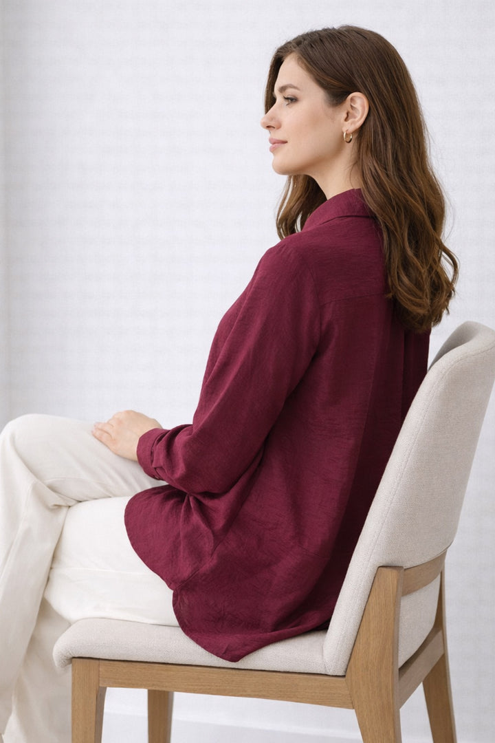BNG Women Gömlek Yaka Uzun Tesettür Tunik B5945 Bordo - Carlsbad