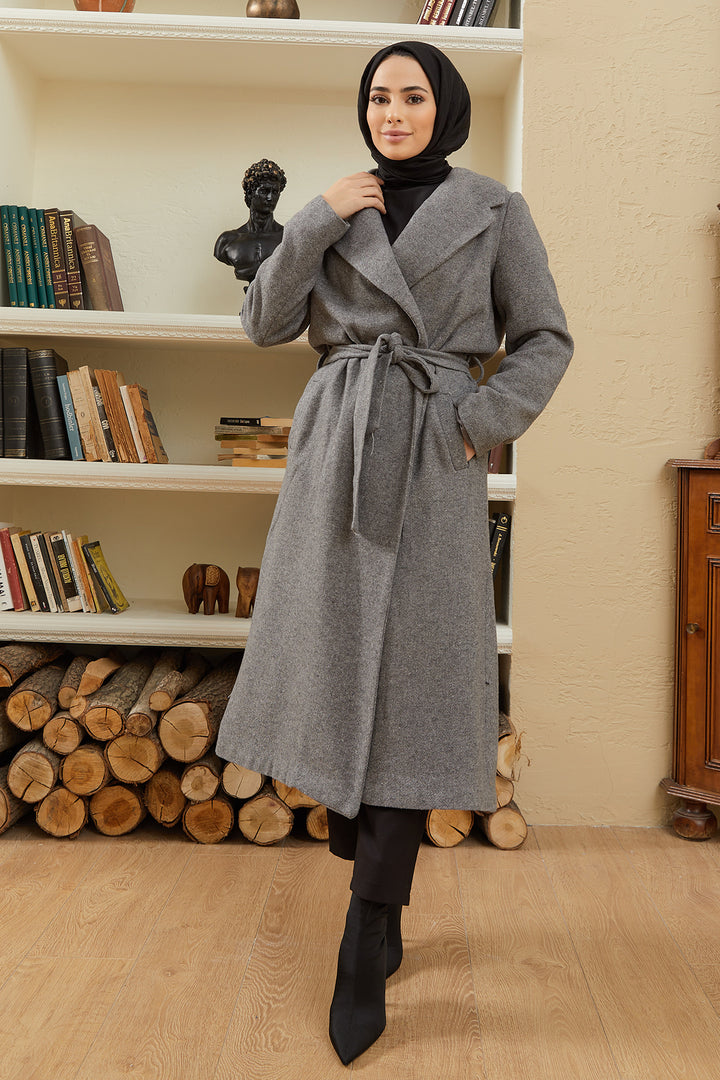 ZRF Women Belted Stamp Coat - Grey - Sahuarita