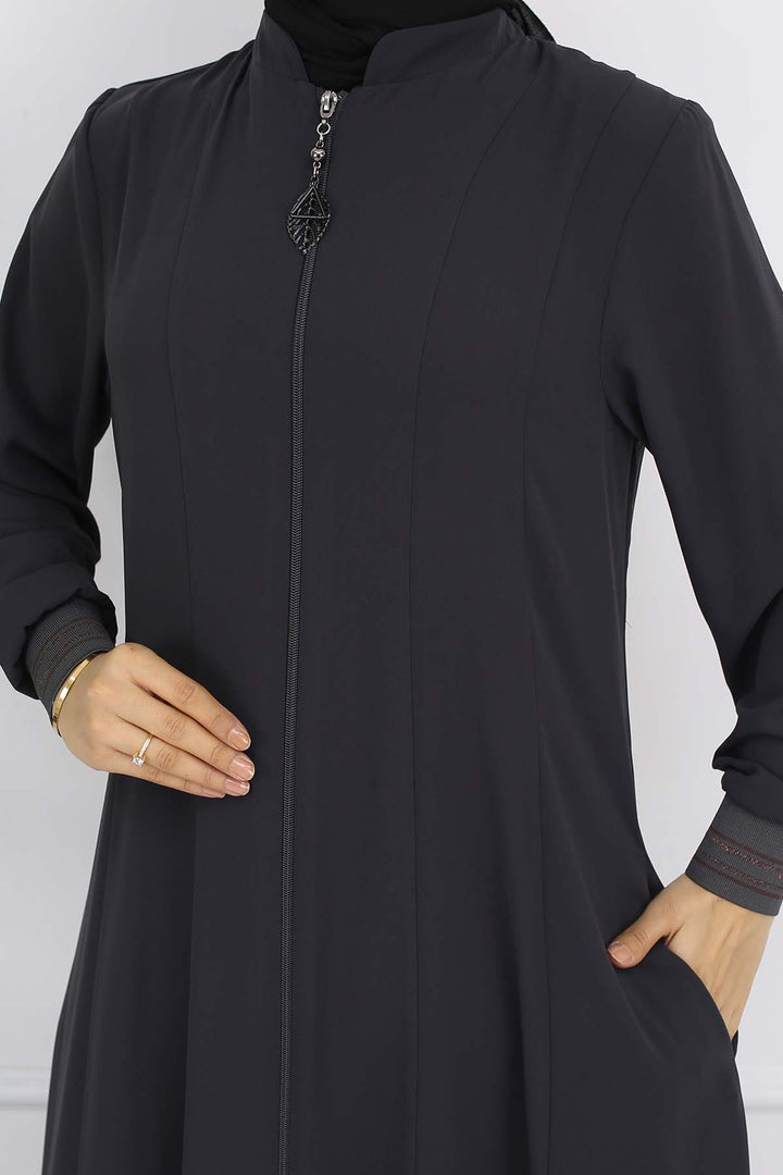 BNG Women Mevlana Cloak with Elastic Arm Charcoal 1001 - Hoogeveen