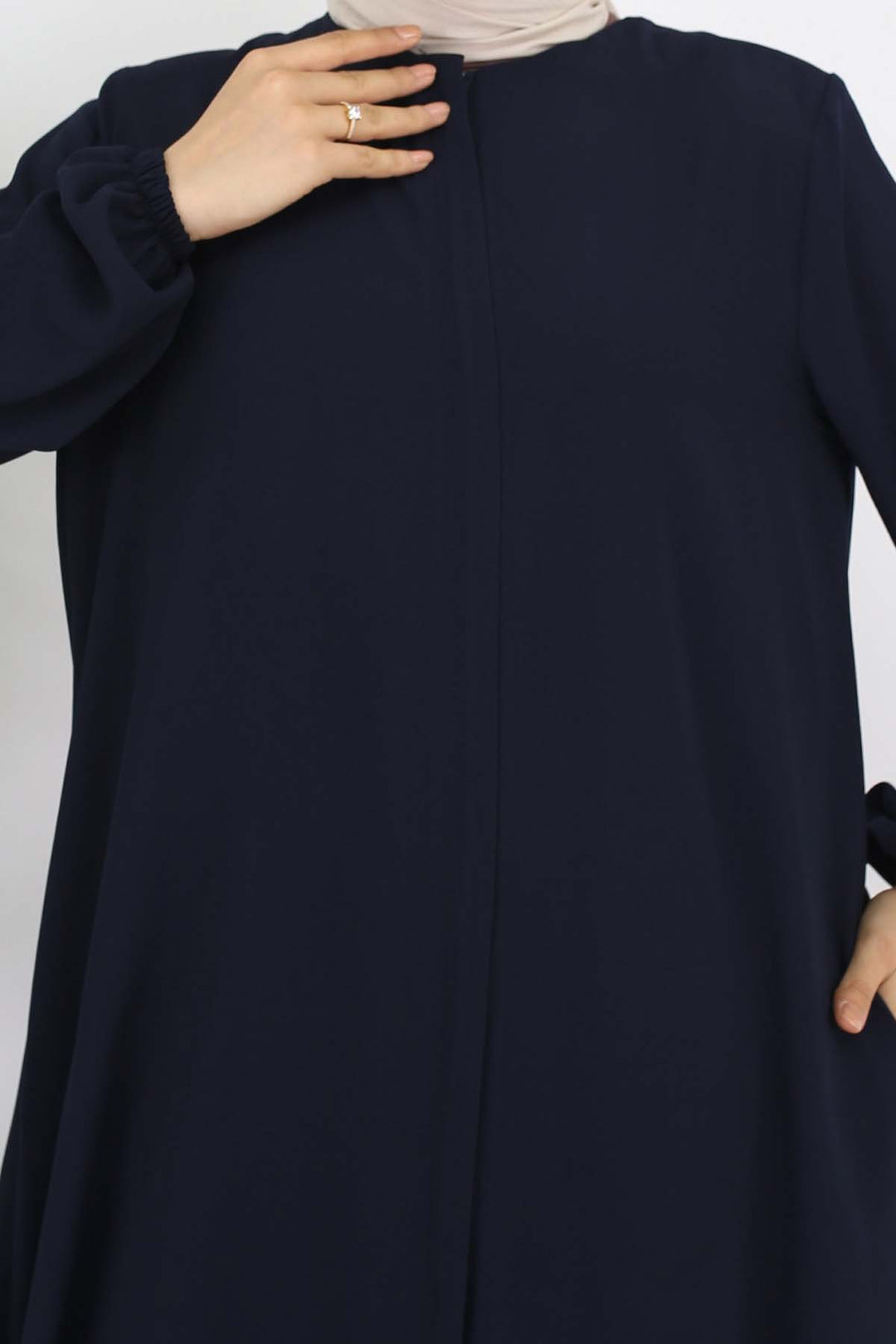 BNG Women Elastic Cuffed Hidden Zippered Ferace Navy Blue 1002 - Ninove