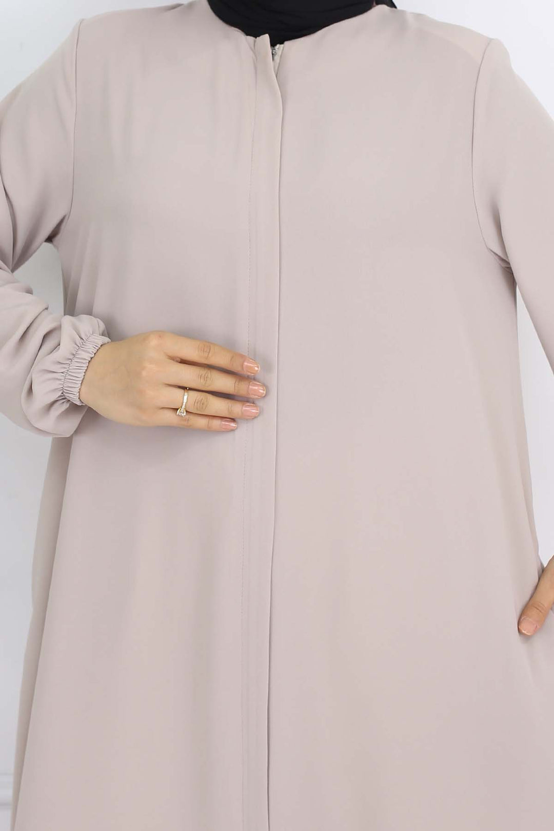 BNG Women Kolları Lastikli Gizli Fermuarlı Ferace Taş Rengi 1002 - Missoula