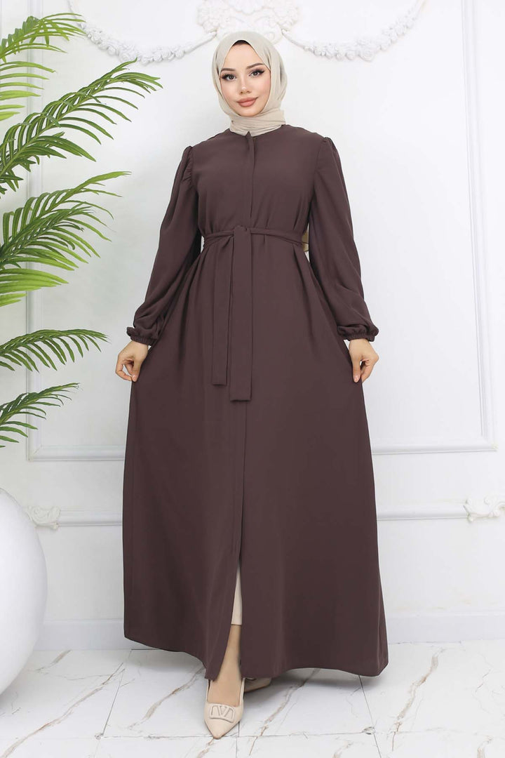 BNG Women Hijab with Hidden Zipper and Belt Milky Coffee 1003 - Yuba City
