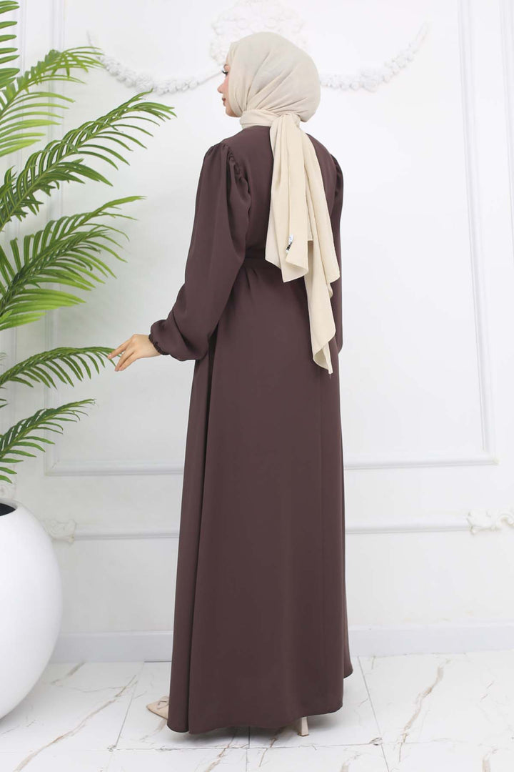 BNG Women Hijab with Hidden Zipper and Belt Milky Coffee 1003 - Yuba City