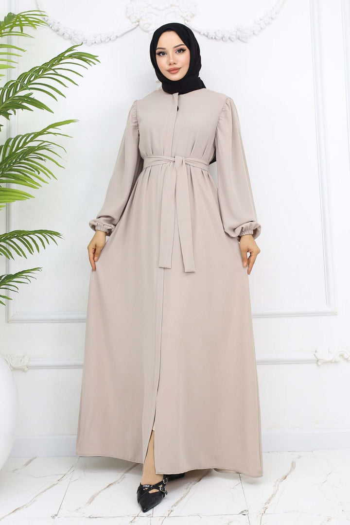 BNG Women Hooded Abaya with Hidden Zipper Stone Color 1003 - Babruysk