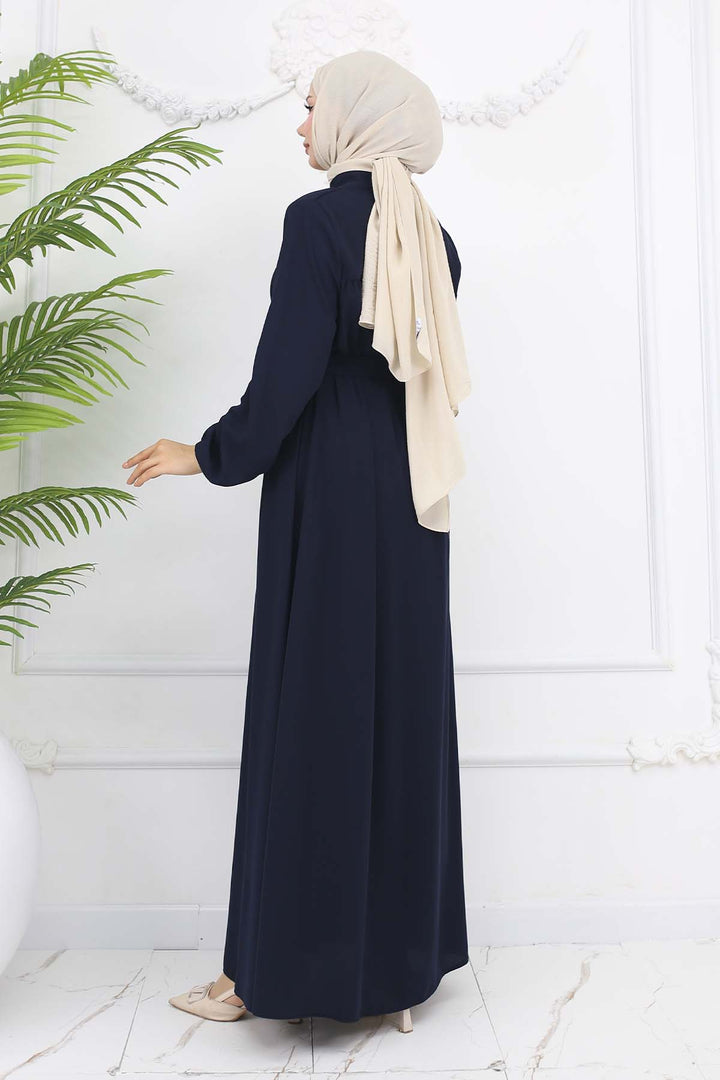 BNG Women Robalı Kuşaklı Ferace Lacivert 1004 - Meppen