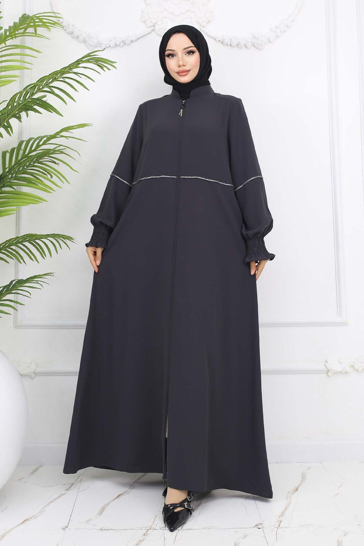 BNG Women Taş Detaylı Ferace Antrasit 1006 - Vale de Cavalos