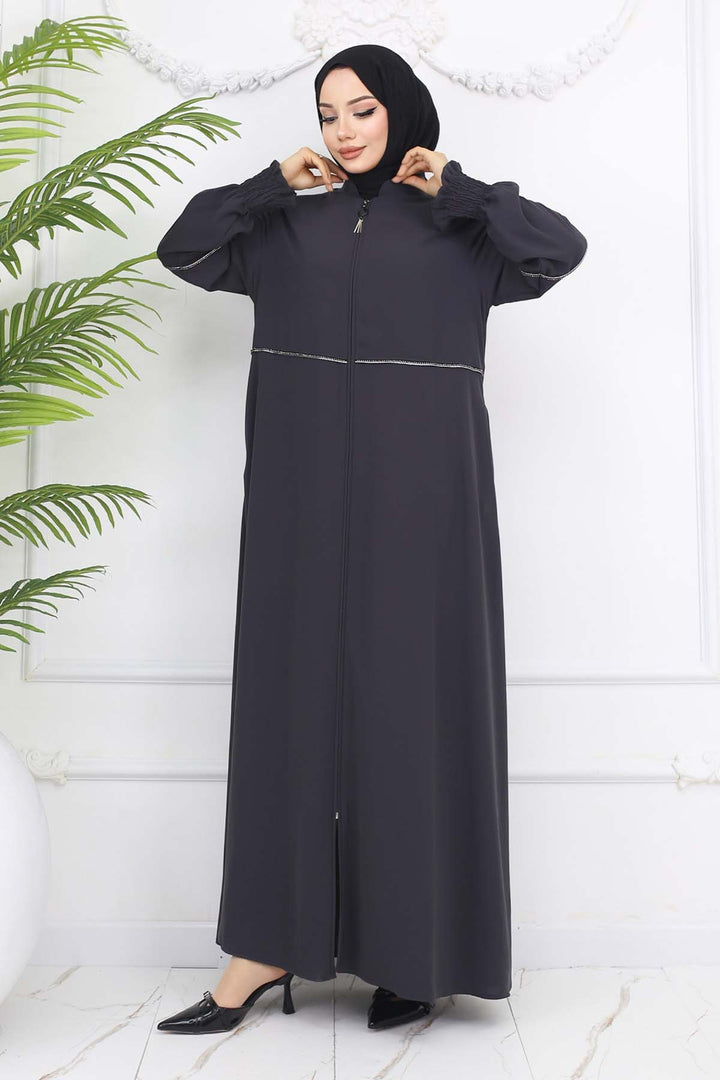 BNG Women Taş Detaylı Ferace Antrasit 1006 - Vale de Cavalos