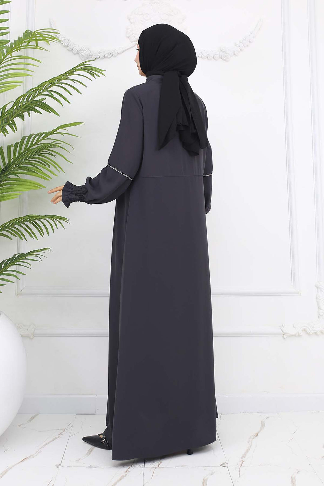 BNG Women Taş Detaylı Ferace Antrasit 1006 - Vale de Cavalos