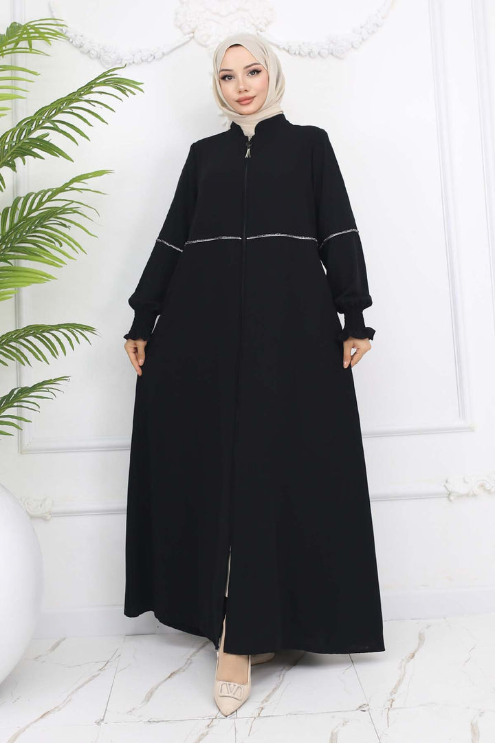 BNG Women Taş Detaylı Ferace Siyah 1006 - Telford