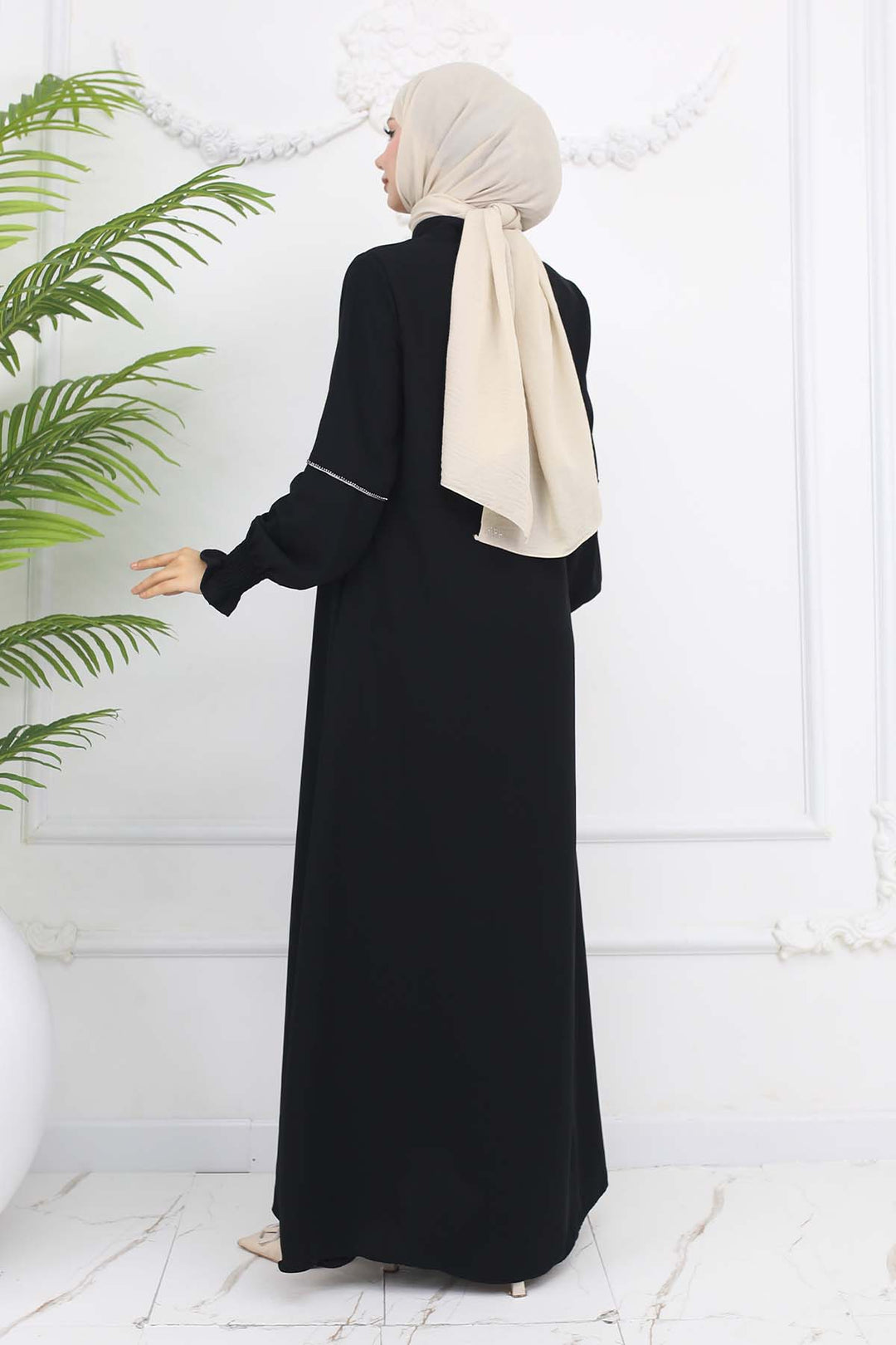 BNG Women Taş Detaylı Ferace Siyah 1006 - Telford