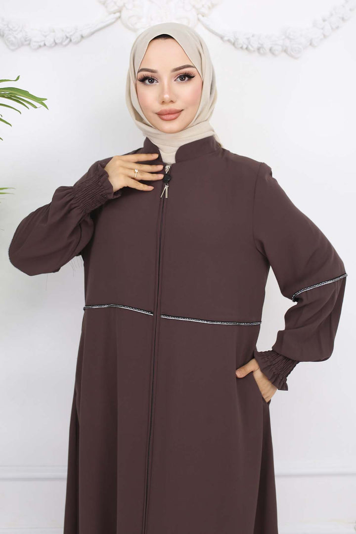 BNG Women Taş Detaylı Ferace Sütlü Kahve 1006 - Krems an der Donau