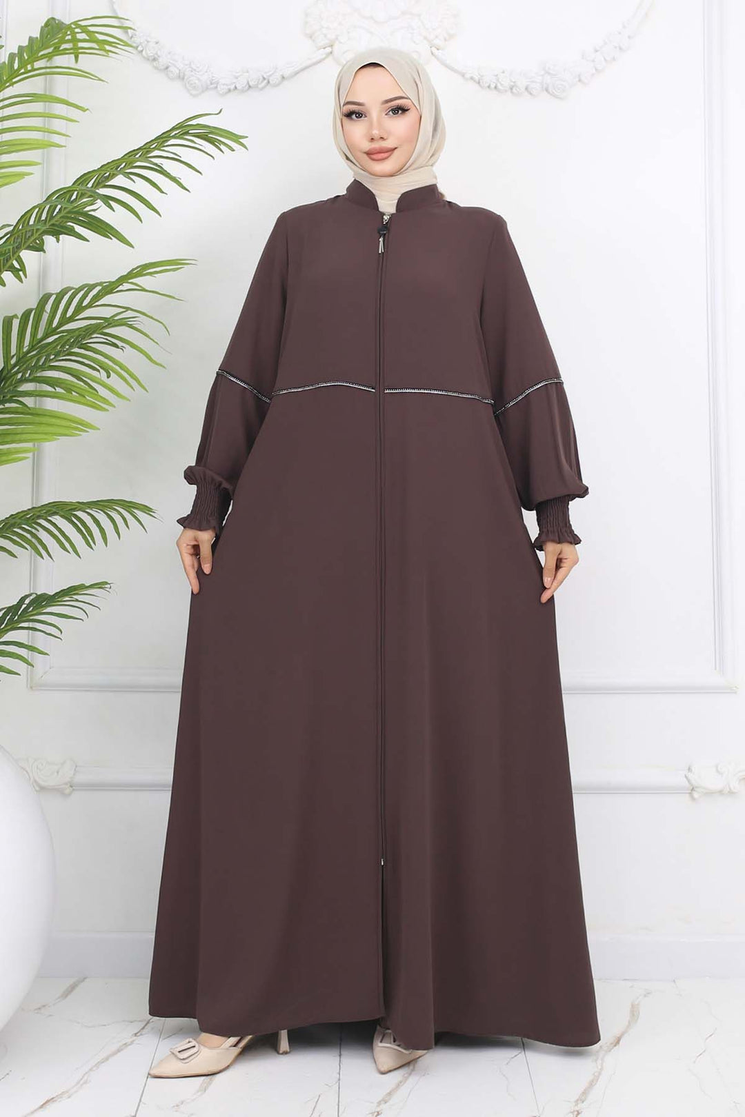 BNG Women Taş Detaylı Ferace Sütlü Kahve 1006 - Krems an der Donau