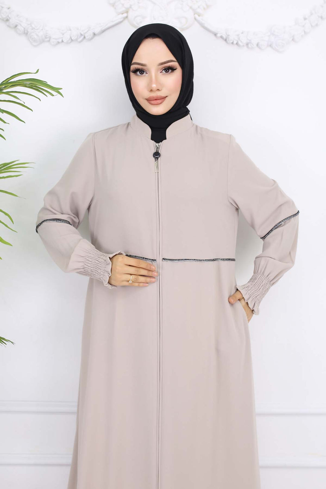 BNG Women Taş Detaylı Ferace Taş Rengi 1006 - Wentzville