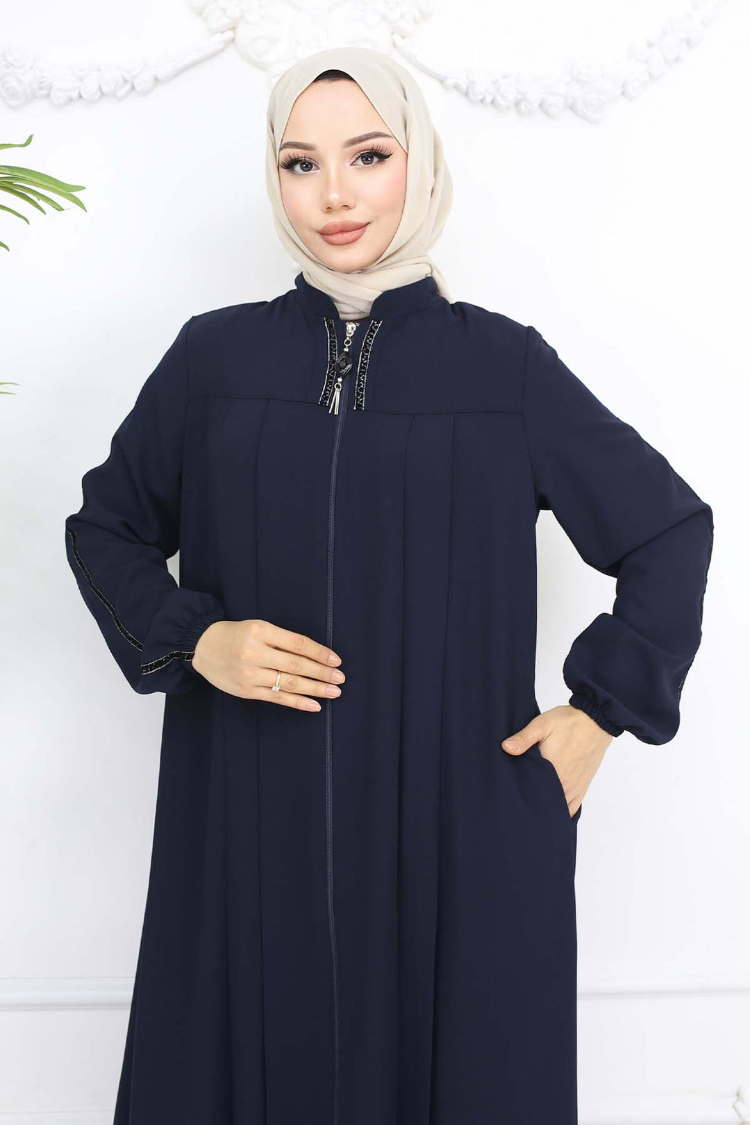 BNG Women Şerit Detaylı Robalı Ferace Lacivert 1007 - Deggendorf