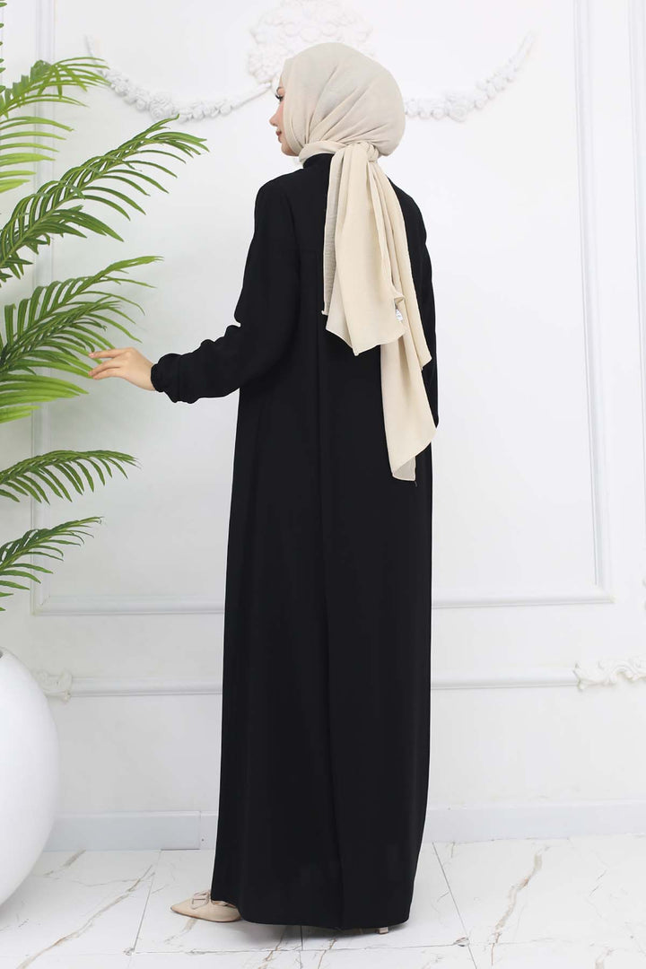 BNG Women Robe Pleated Abaya Black 1009 - Charlottesville