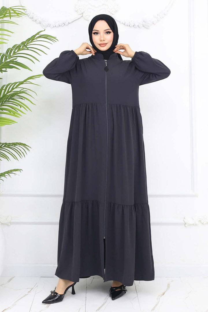 BNG Women Pleated Detailed Zippered Ferace Anthracite 1008 - Rohnert Park