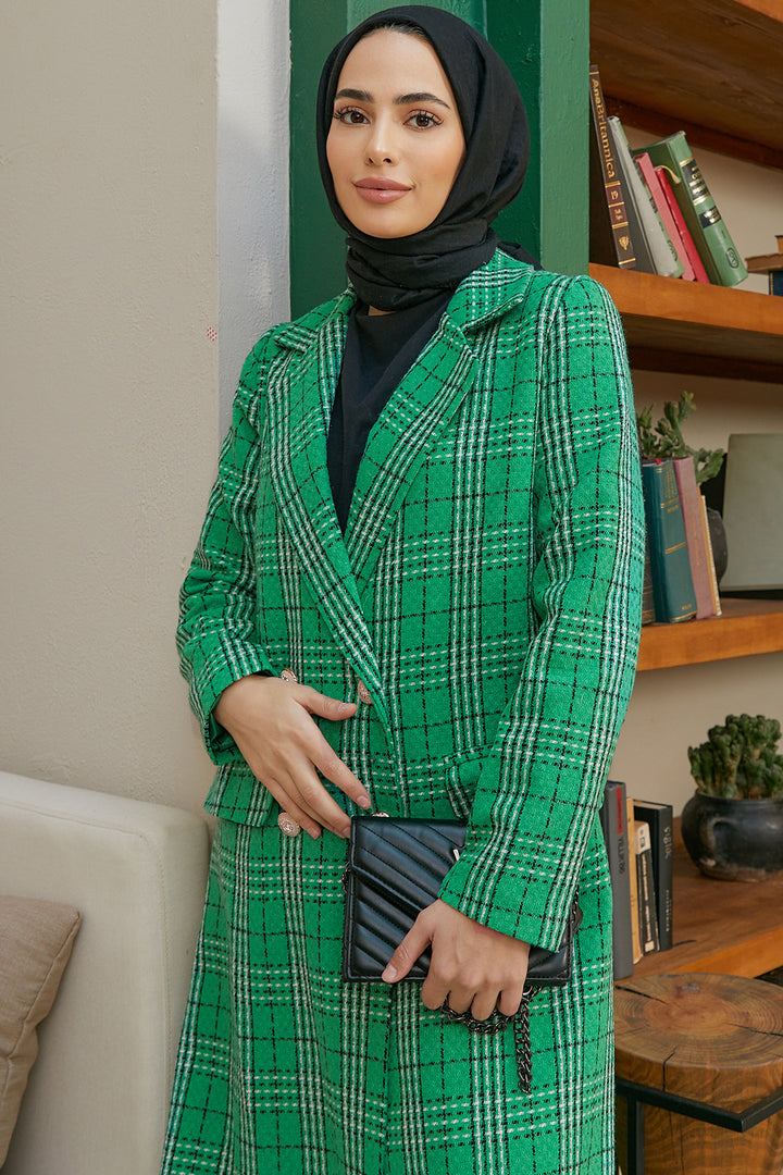 ZRF معطف نسائي منقوش - زمرد - أتينكو