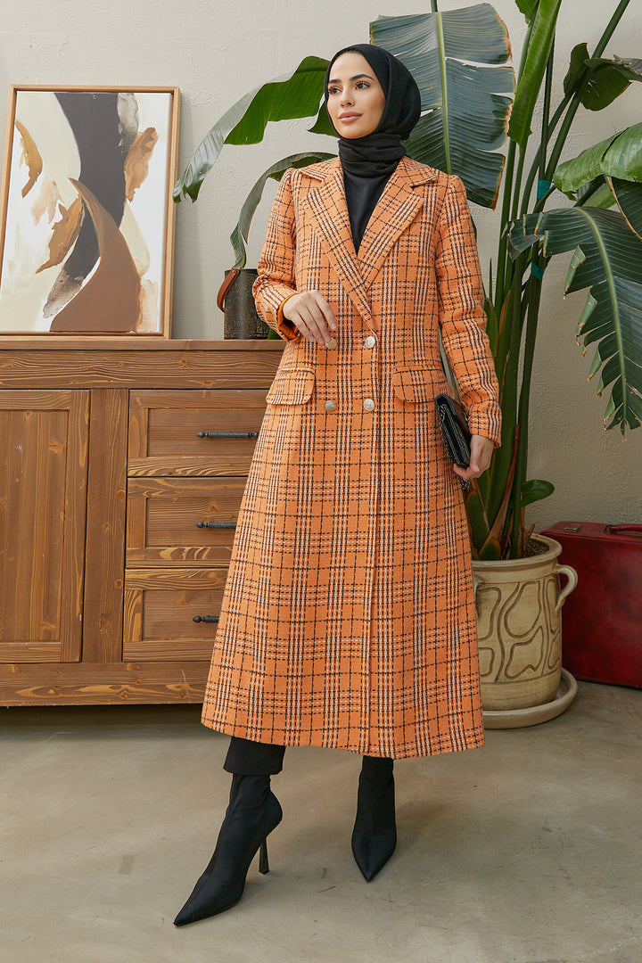 ZRF Women Plaid Coat - Orange - Verviers