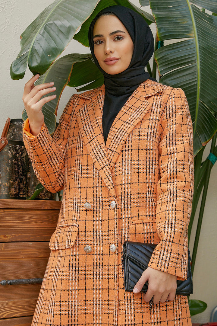ZRF Women Plaid Coat - Orange - Verviers