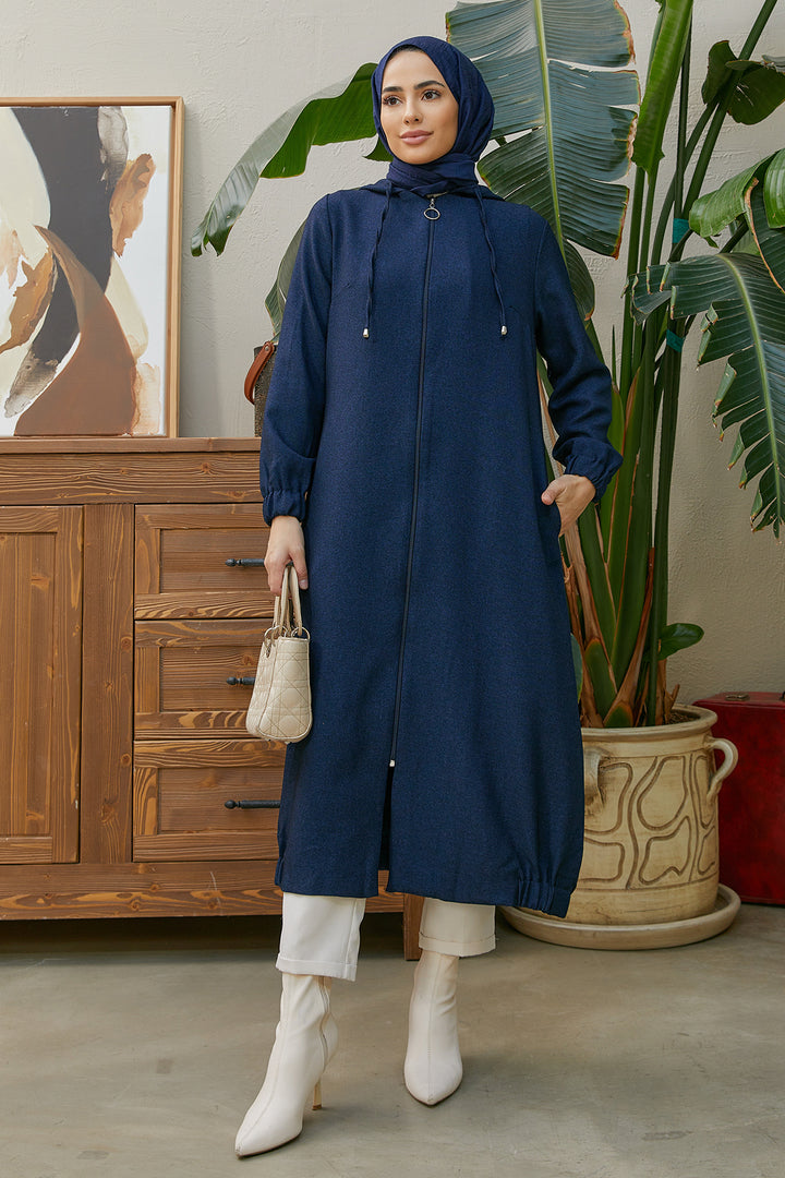 ZRF Women Hooded Zippered Jacket - Navy - Acton