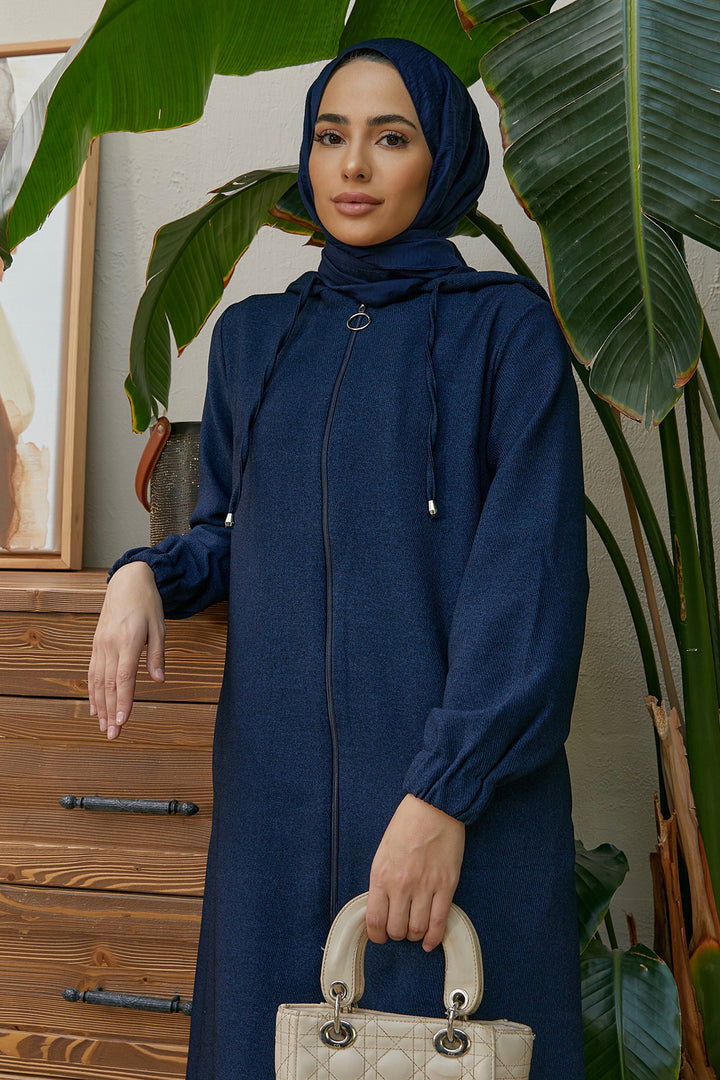 ZRF Women Hooded Zippered Jacket - Navy - Acton