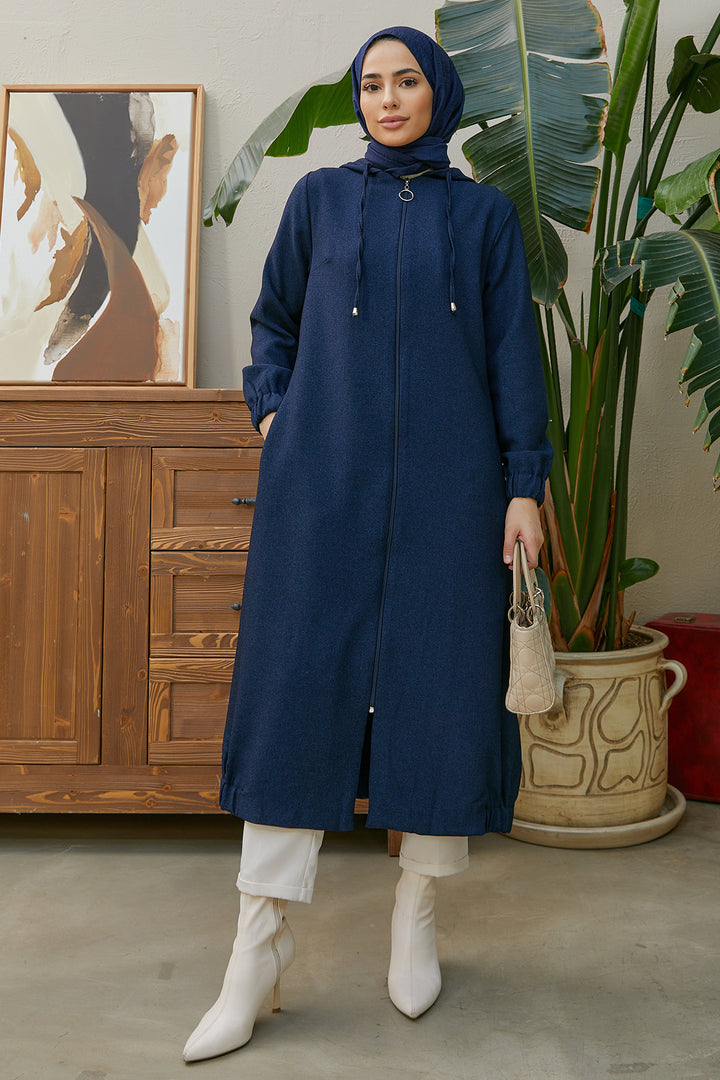ZRF Women Hooded Zippered Jacket - Navy - Acton