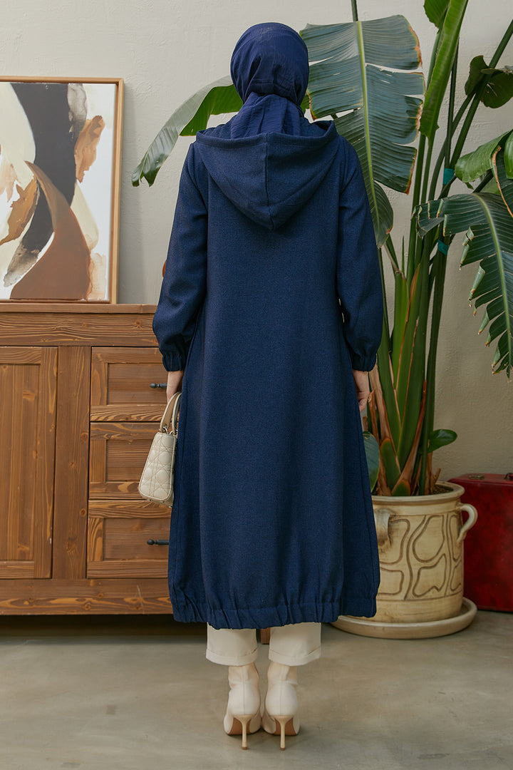 ZRF Women Hooded Zippered Jacket - Navy - Acton