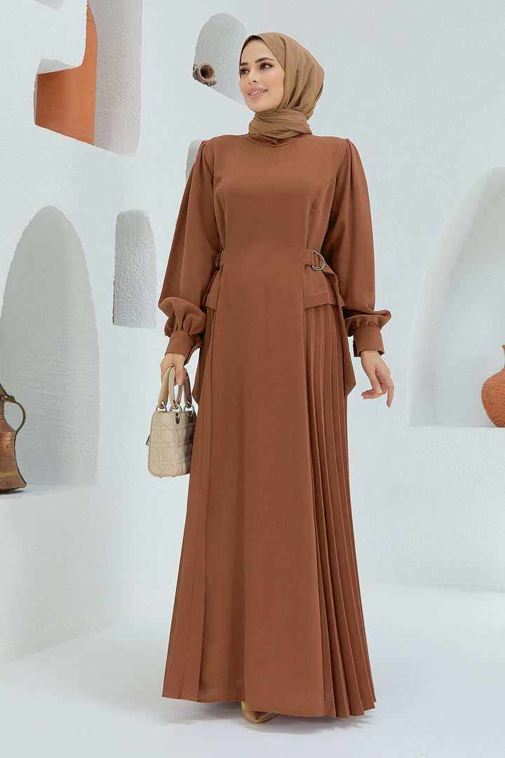 ZRF Women Pleated Dress - Camel - Granby