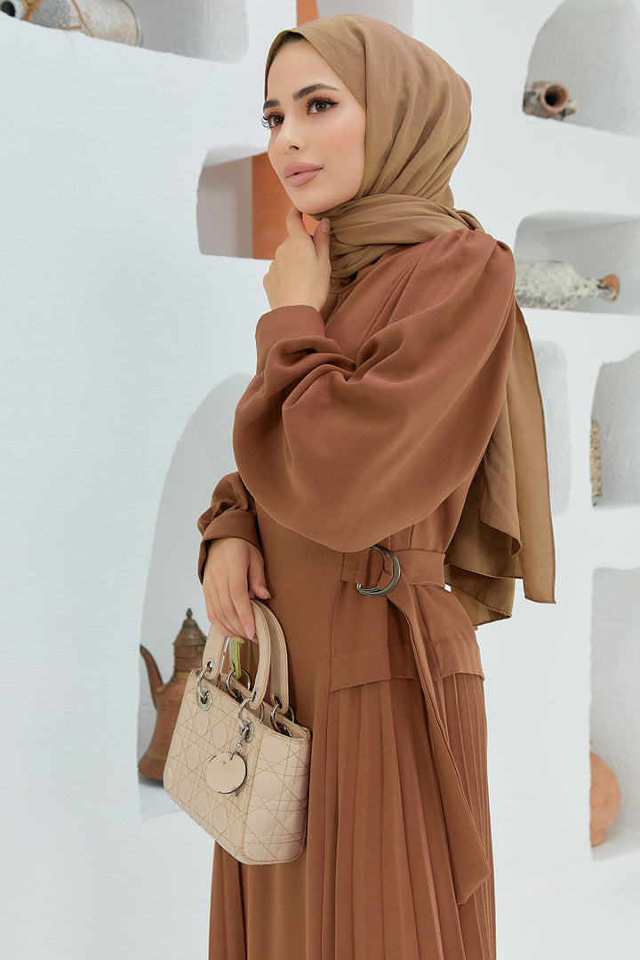 ZRF Women Pleated Dress - Camel - Granby
