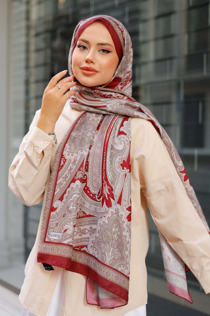 BNG Women Etnik Desenli Pamuk Şal Bordo İpk100 - Bloomfield
